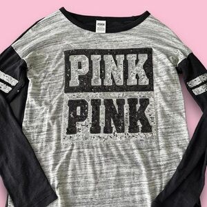 PINK Victoria's Secret sequin Long Sleeve Shirt - Black and Gray